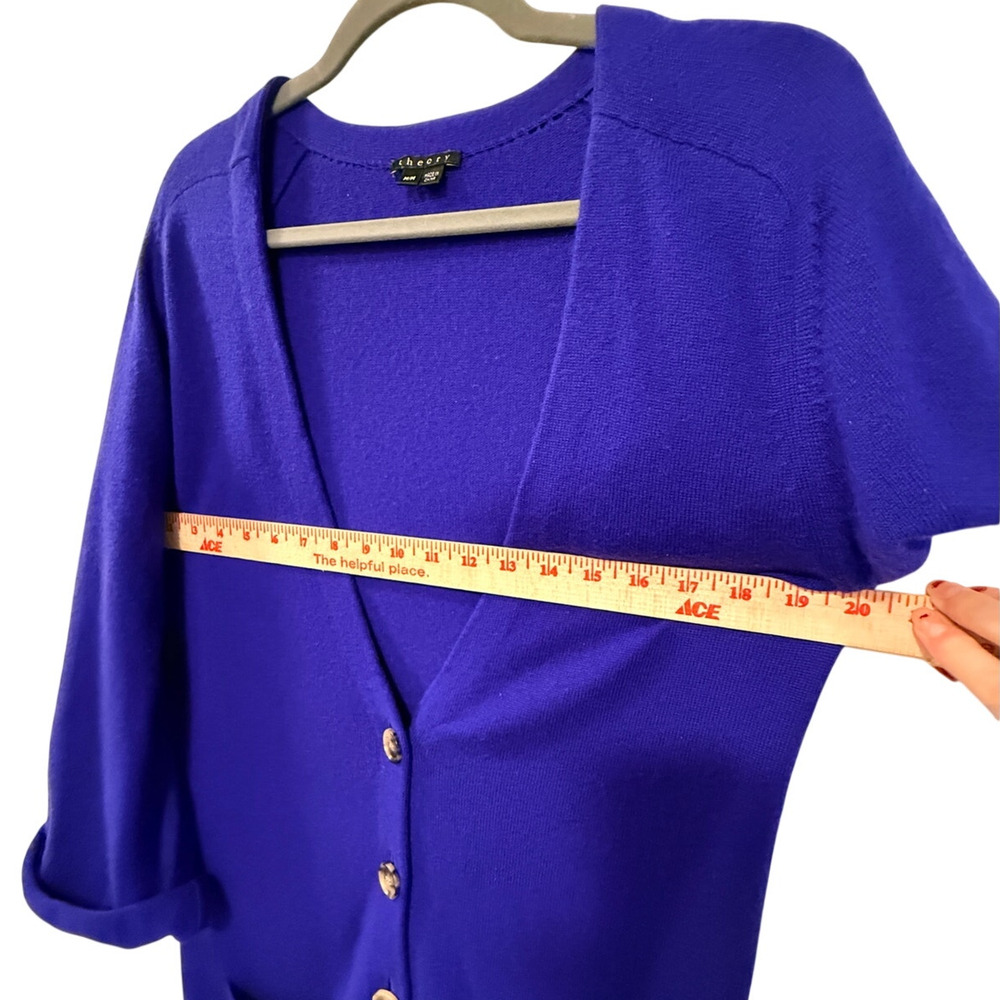 Theory M 100% Cashmere Long Button Front Cardigan Sweater $535 Bright Royal Blue - Picture 7 of 8